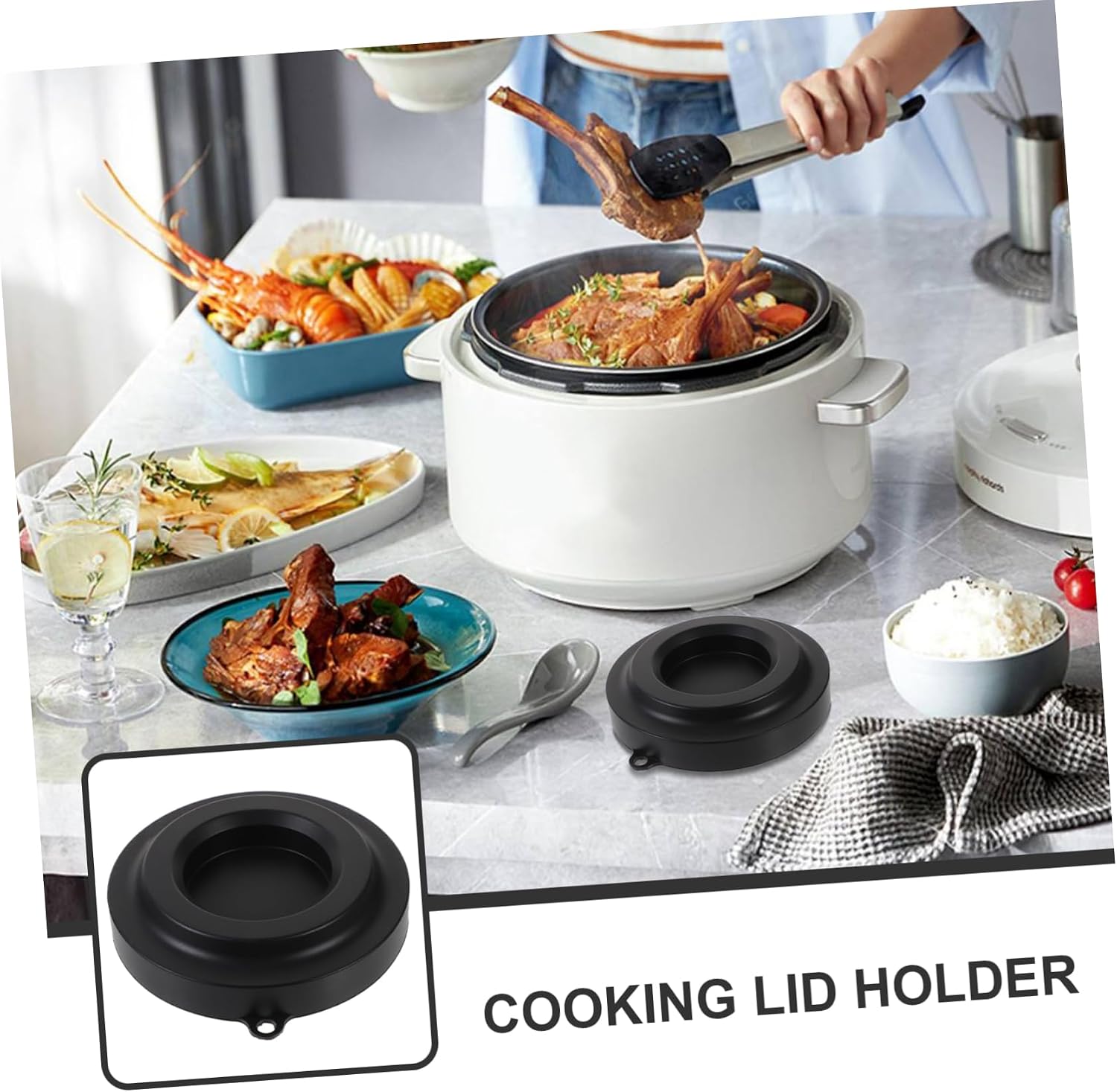 Silicone Pressure Cooker Lid Holder Bracket Dishwasher Safe Pot Lid Stand for Kitchen Supplies Compatible Air Fryer and Electric Cookers
