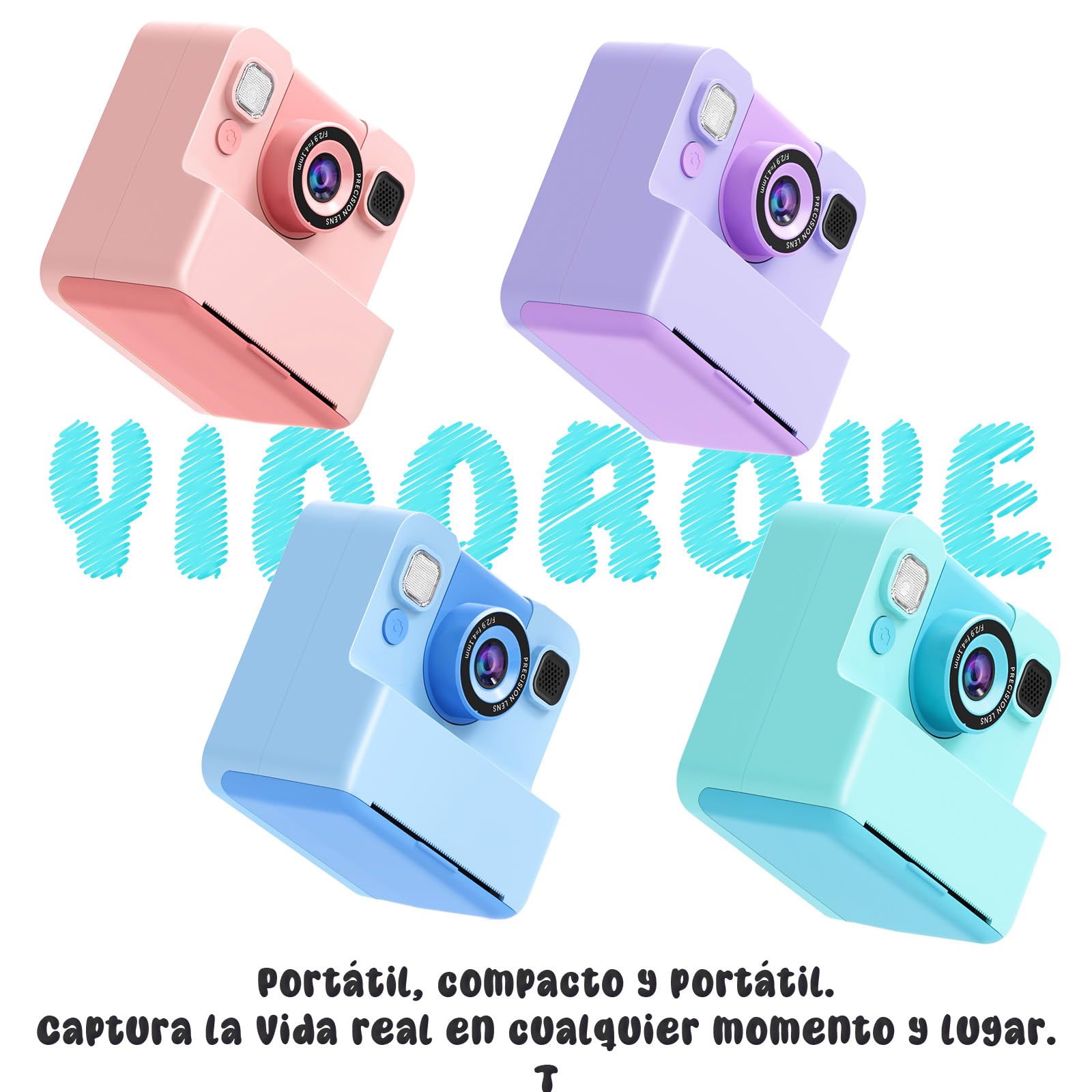 Macchina Fotografica Bambini Istantanea, 2.4" HD Portatile Macchina Fotografica Bambini 1080P Digitale Fotocamera Istantanea Regali Natale Compleanno per 3-10 Foto & 32GB SD