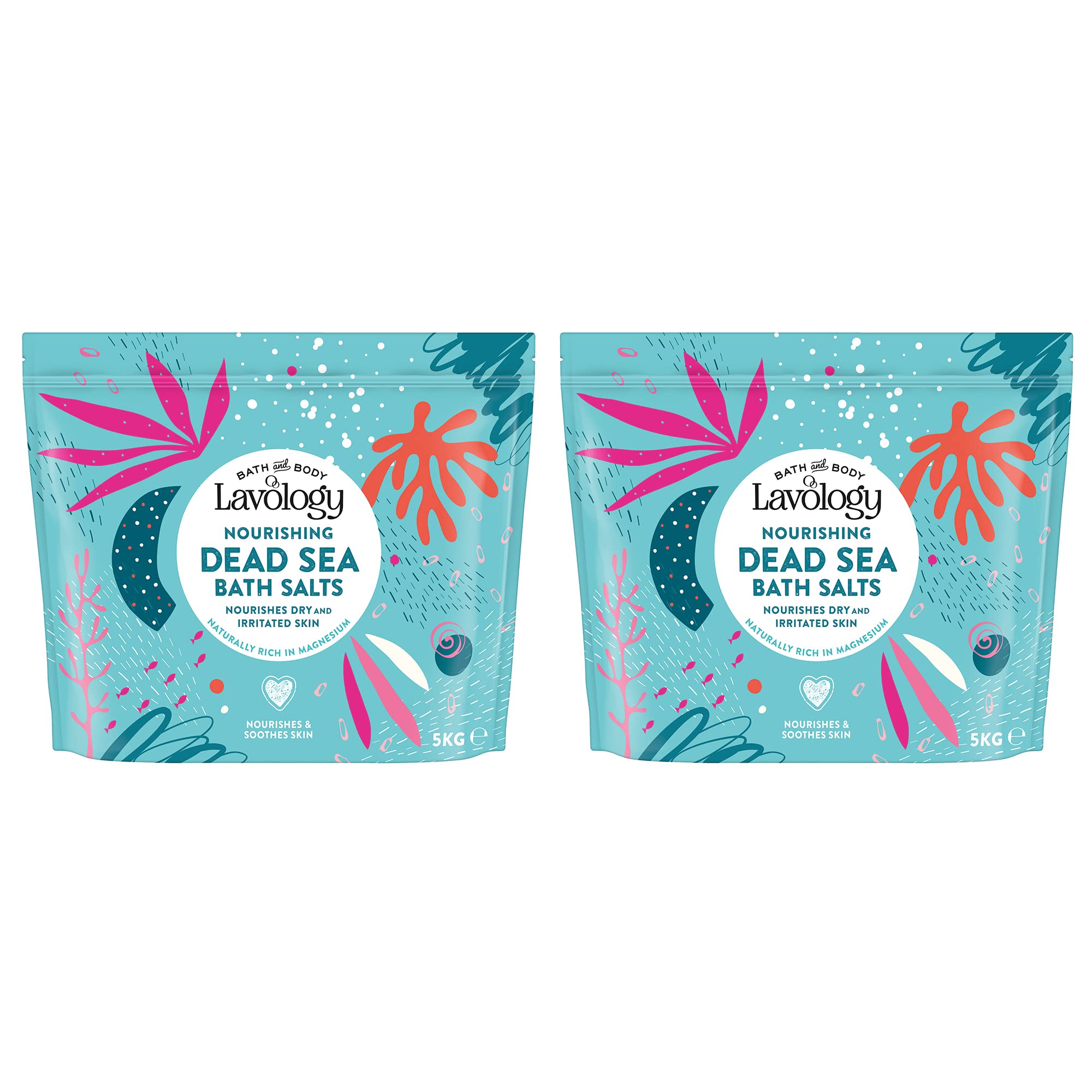 Lavology Lot de 2 sels de bain de la mer Morte Ingrédients naturels Nourrit les peaux sèches et irritées 5 kg