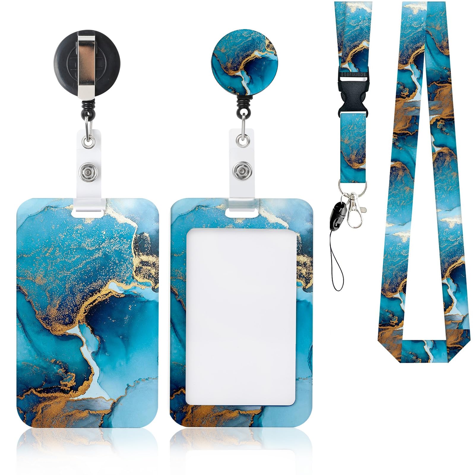 INF - Porta Badge Identificativo Con Cordino Retrattile Blue