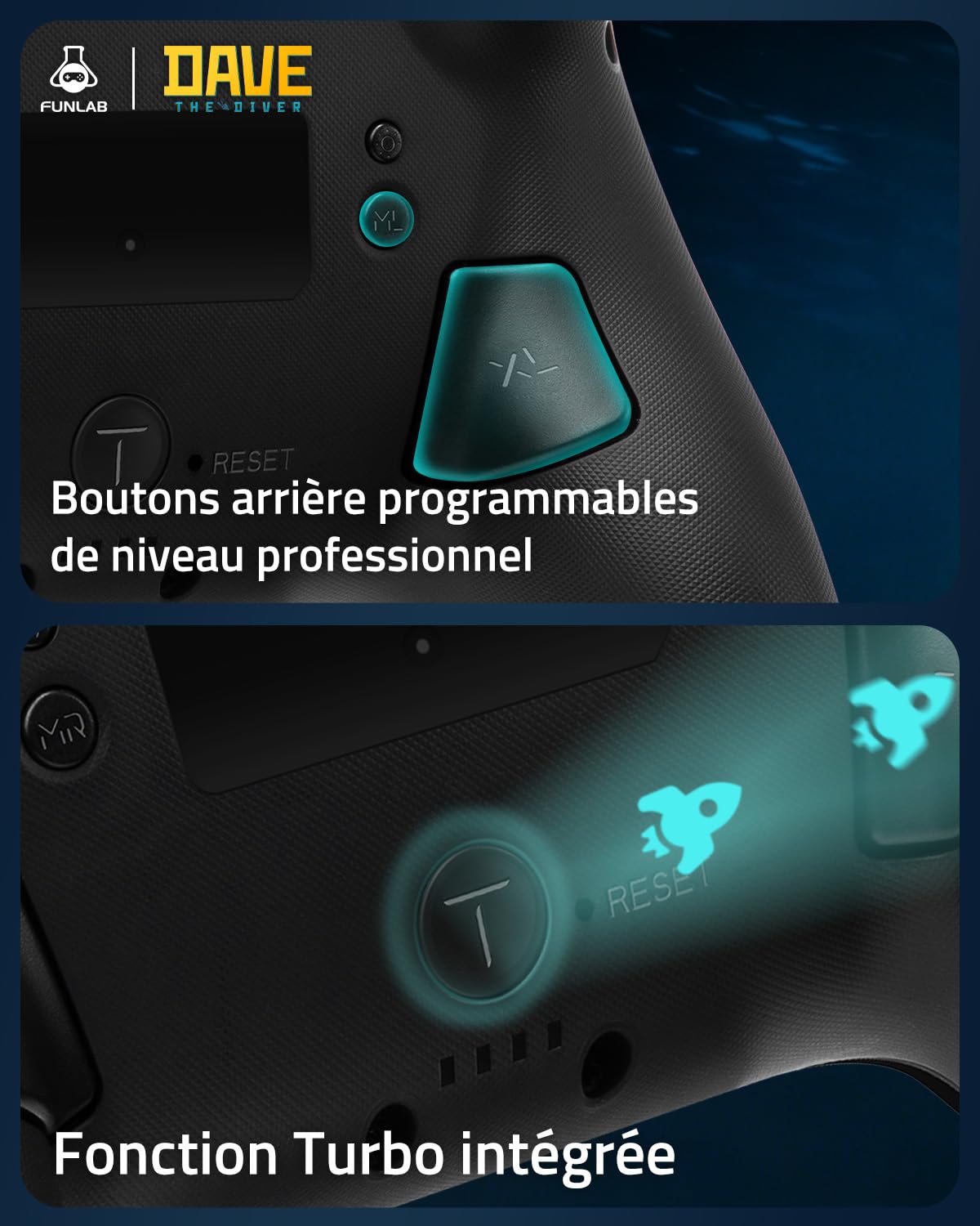 Manette sans fil Switch 2 Pro avec base rechargeable Compatible Switch 1/OLED/LITE, FUNLAB & Dave the Diver officiellement autorisé FF05A-04, Hall Effect/RGB
