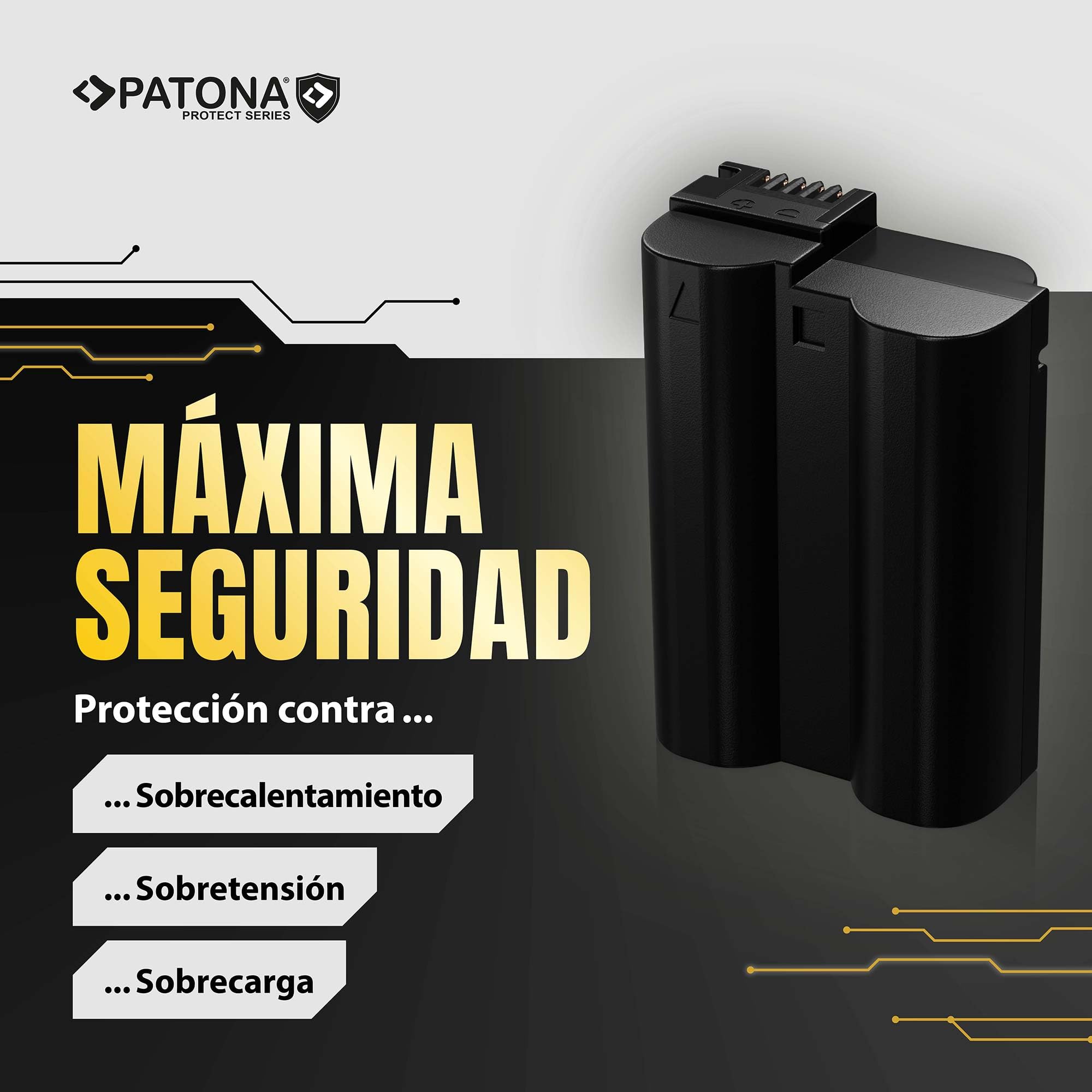 PATONA Protect Batería EN-EL15c 2600mAh – Repuesto para Nikon EN-EL15 EL15b EL15c – Compatible con Z5 Z6 II/III Z7 II Z8 Zf D850 D780 D750 D7500 – Sensor NTC y Carcasa V1