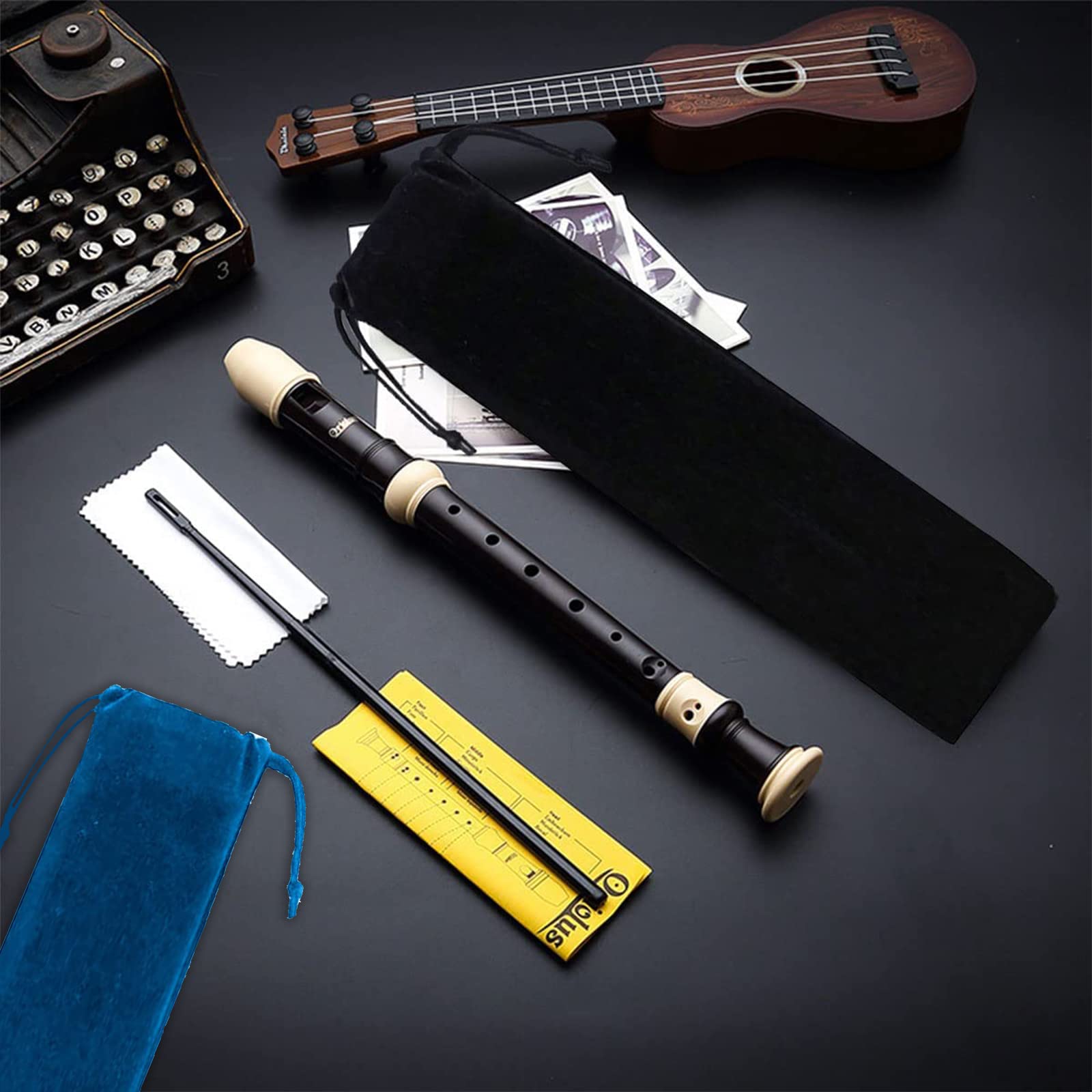Butyeak Housse Flûte à Bec Soprano, Étui pour Flûtes, Flûte à Bec Soprano Etui, Idéal pour Flûtes, Clarinettes, Baguettes, Harmonicas, Cucurbitacées, 3 Pièces(Noir/Rouge/Bleu),37X6cm