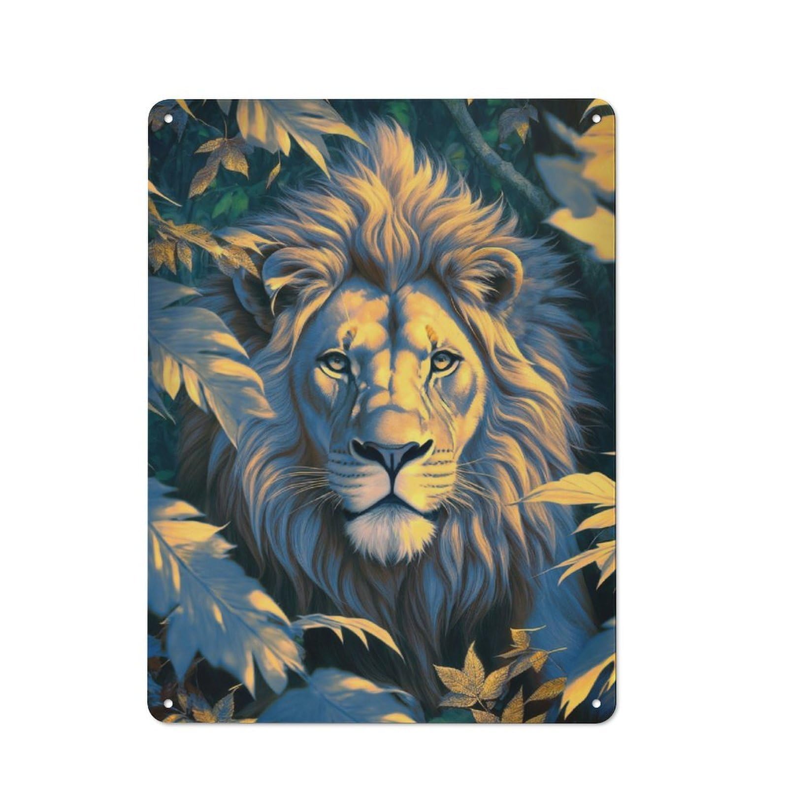 Junmoney The Golden Lion For Man Cave Or Games Room, Retro Tin Sign 40X30cm, A Christmas Gift For People Styling Man Cave And Games Room