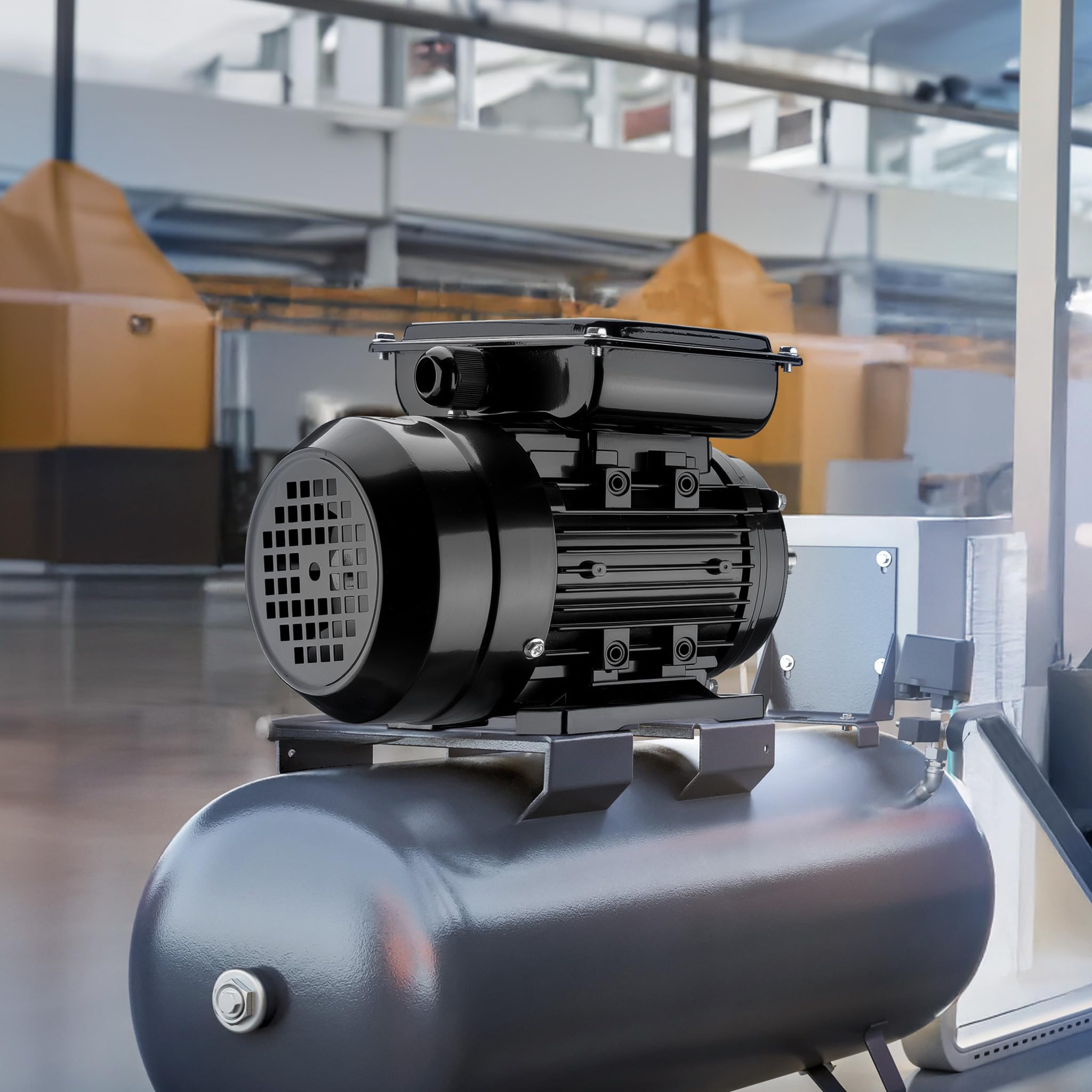 Wiltec Motor eléctrico monofásico 1,5 kW 2 CV diseño compacto, robusta carcasa de aluminio, motor de 1450 rpm para uso doméstico, industrial y agrícola, uso versátil