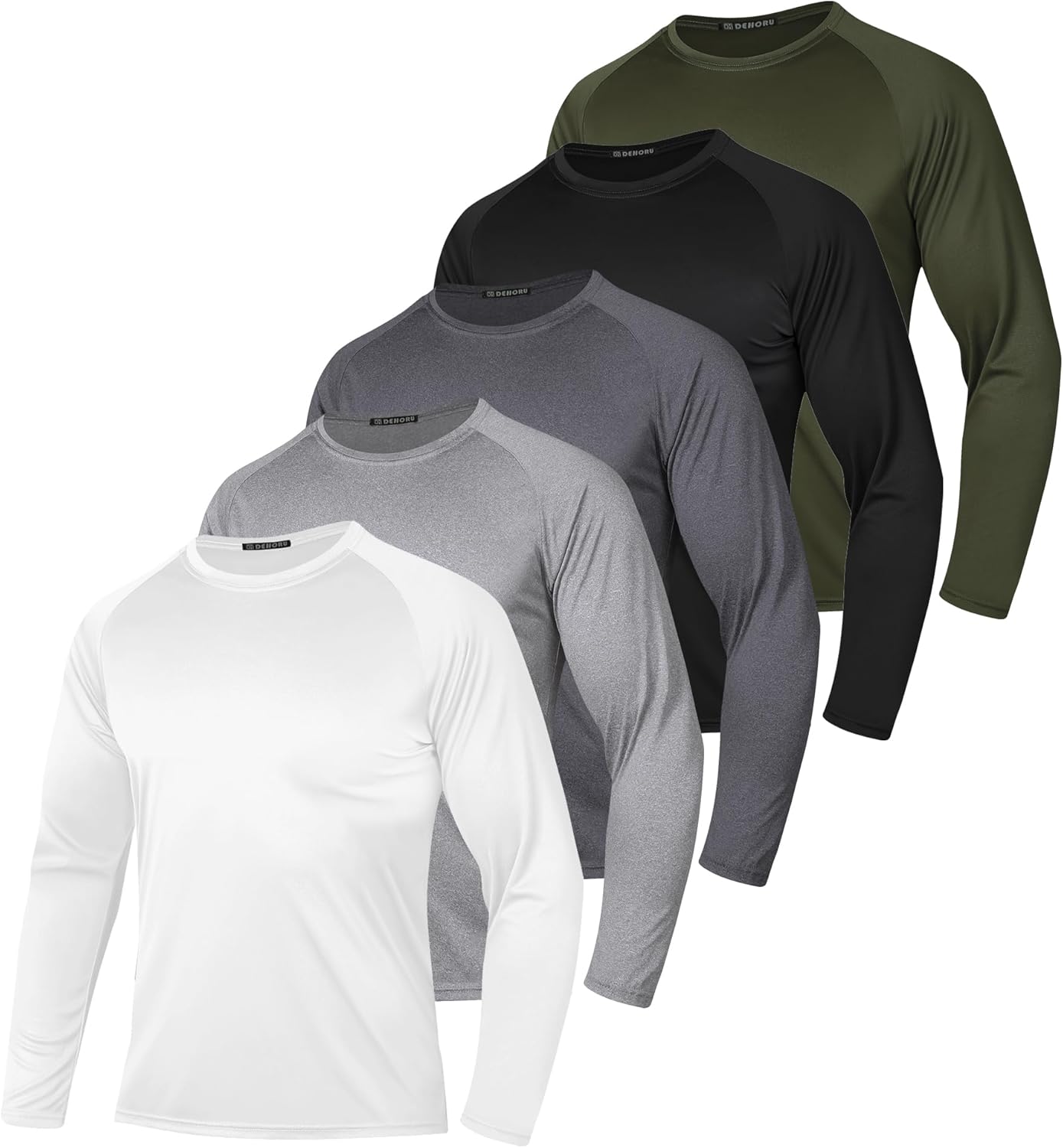 3 Pack Men Long Sleeve Shirts Moisture Wicking UPF Sun Protection Tee Quick Dry Workout T-Shirts Casual Running Shirt