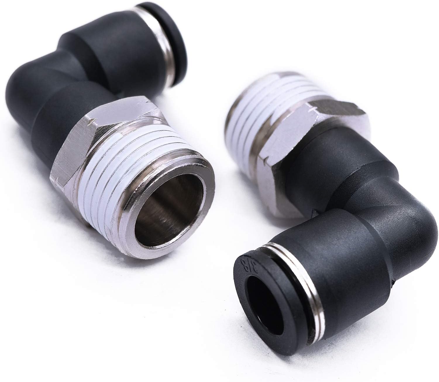 mxuteuk5pcs Push to Connect Fittings Pneumatic Male Elbow Connector Air line Fittings 90 Degree Push in Lock Fittings 3/8 Inch Tube OD x 1/2 Inch NPT Thread