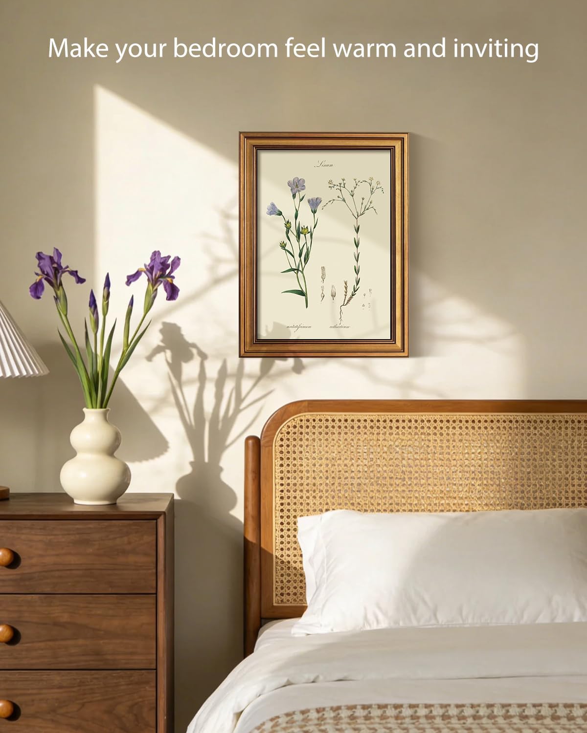 ARPEOTCY Vintage Botanical Wall Art Framed, Antique Floral Illustration with Gold Frame, Classic Wall Decor for Living Room Bedroom or Bathroom, 12x16 Inch