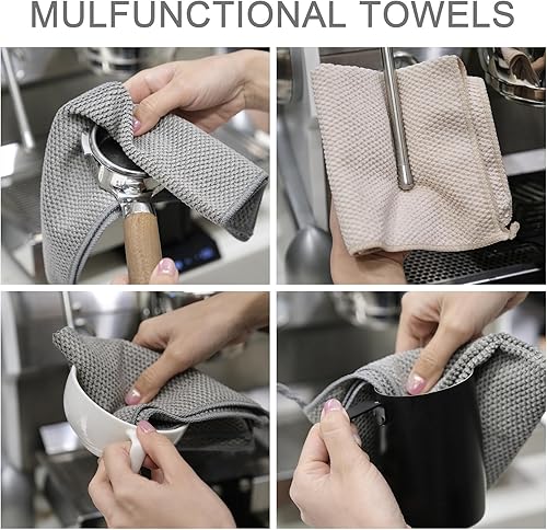 Miniatura 3 de Paquete de 12 toallas de barista, paños de microfibra para barista, accesorios de limpieza de café para máquina de espresso, varita de vapor,