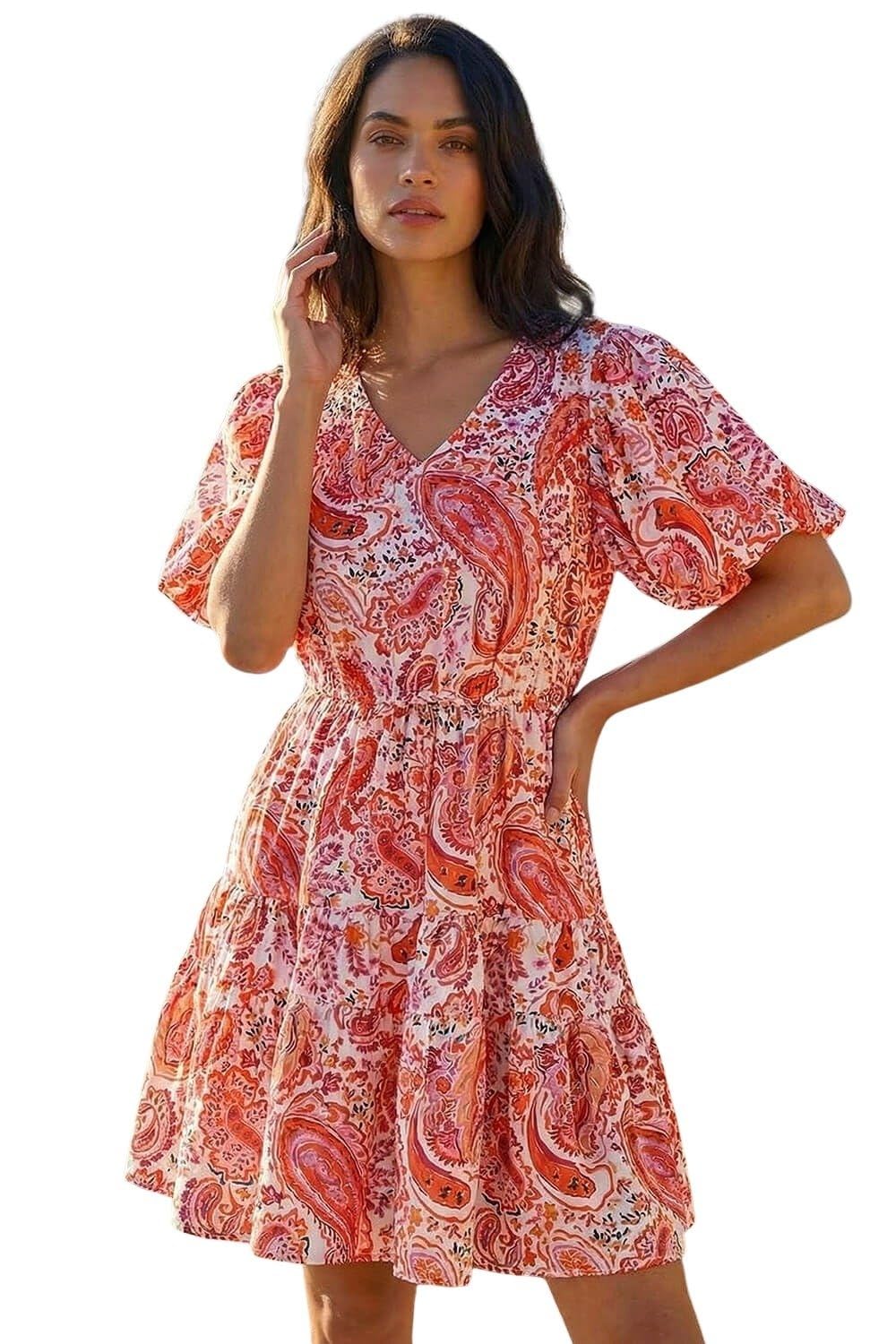 Dusk Women's Paisley Print Hotfix Dress in Red | Size: 14