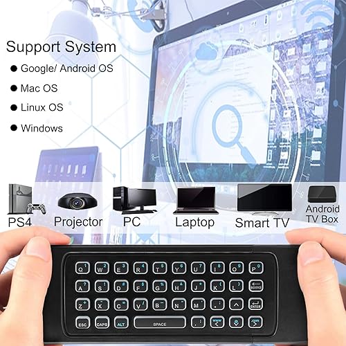 Miniatura 2 de MX3 Air Mouse Control remoto por voz, 2.4G Multifuncional Blacklight Mini teclado inalámbrico Air Mouse Remote para Android Smart TV Box, 3-Gyro &
