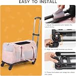 Airline Approved Pet Carrier with Wheels, Rolling Soft Sided Dog Cat Travel Bag, Premium Fashion Leather Small Pet Carrier Purse for Puppies and Cats Pink