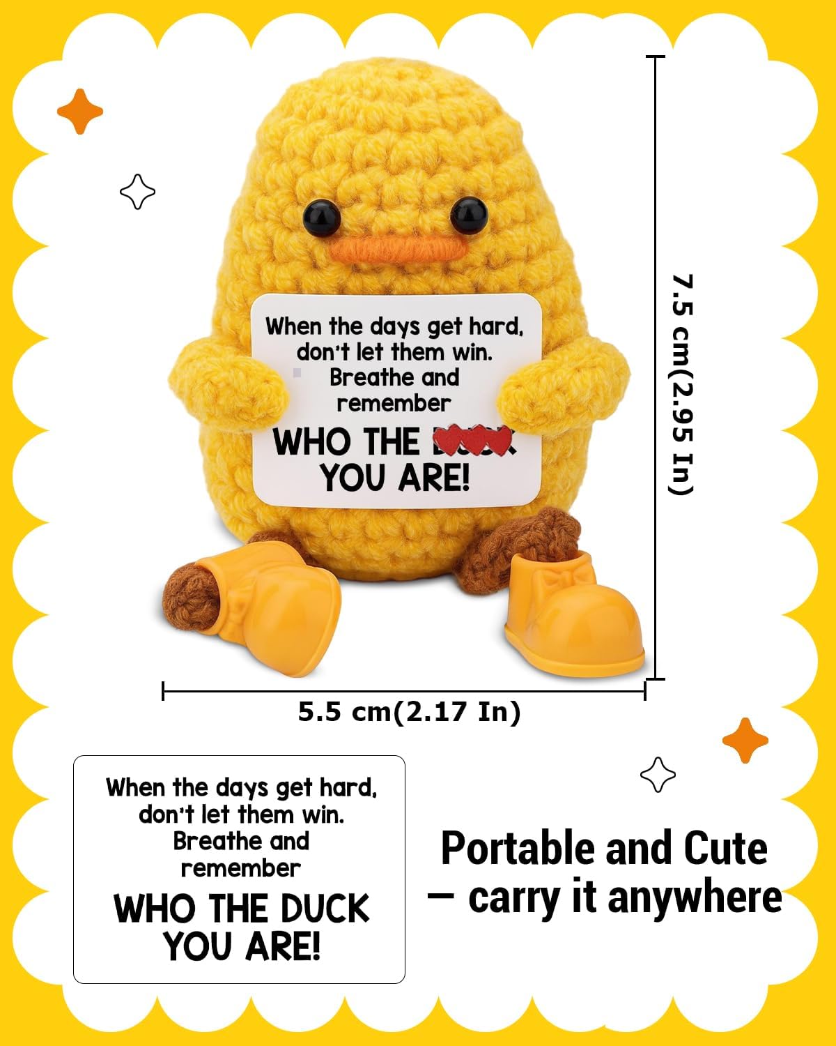 Funny Positive Crochet Animals Duck Gifts for Coworkers Friends - Motivational Christmas Birthday Gifts - Cute Mini Handmade Emotional Support Crochet Duck Decor - Image 2