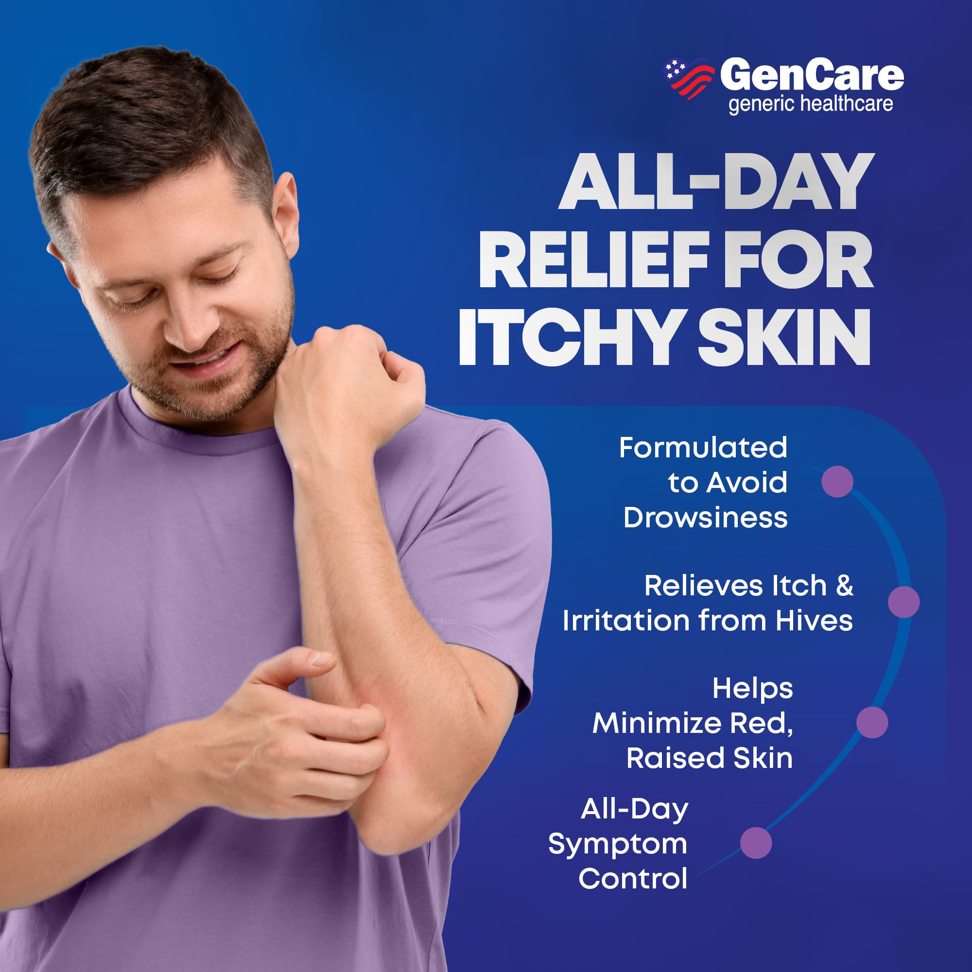 GenCare 24hr Hives Relief Allergy Medicine for Adults & Kids 12+ – Fexofenadine 180mg 24 Hour Non Drowsy Antihistamine Formula – Nondrowsy Allergy Relief Tablets – Generic for Allegra Hives (48 Count)