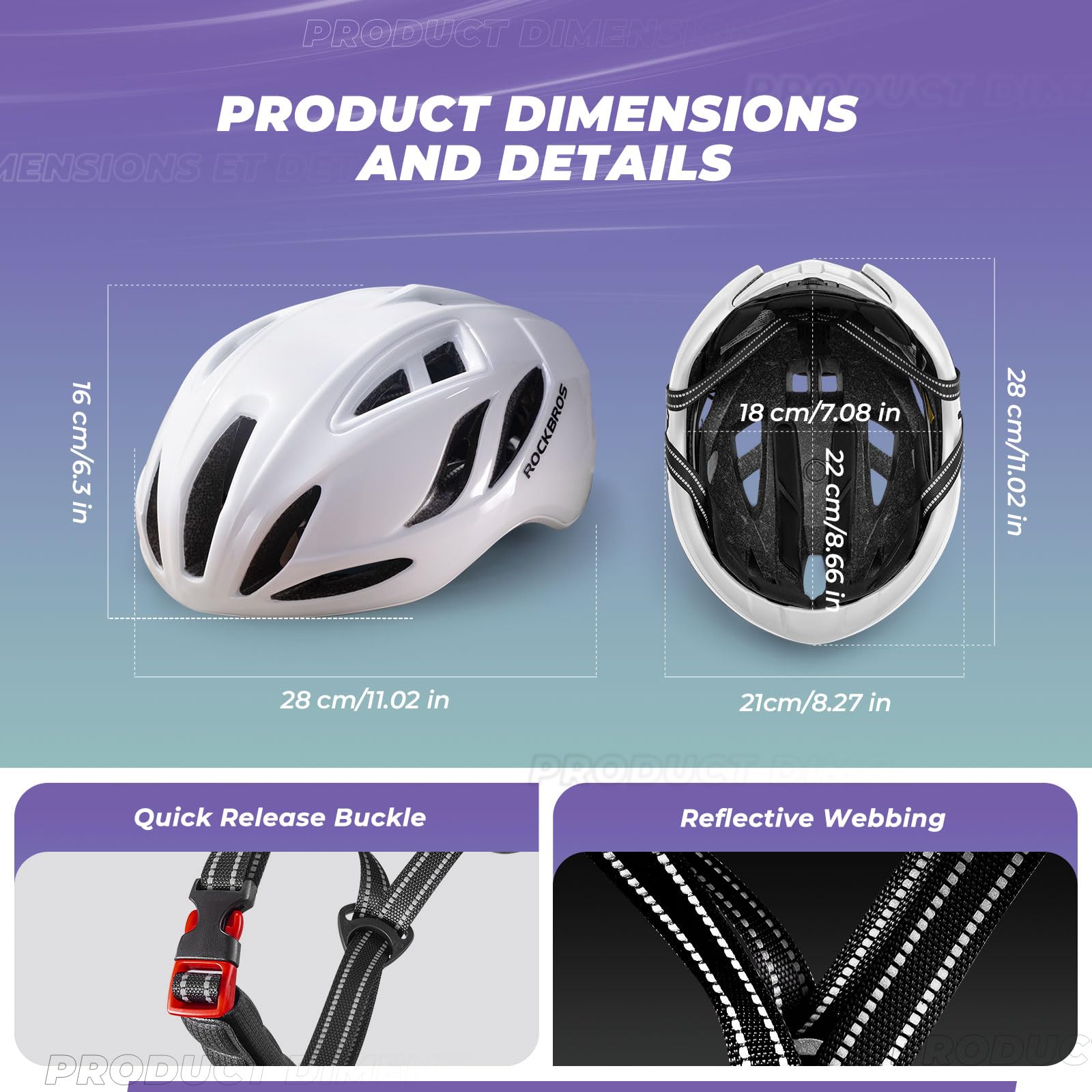 ROCKBROS Fahrradhelm Herren Damen Radhelm Rennradhelm 58-62cm Einstellbare Cityhelm Allround-Helm Belüftung Unisex Erwachsene