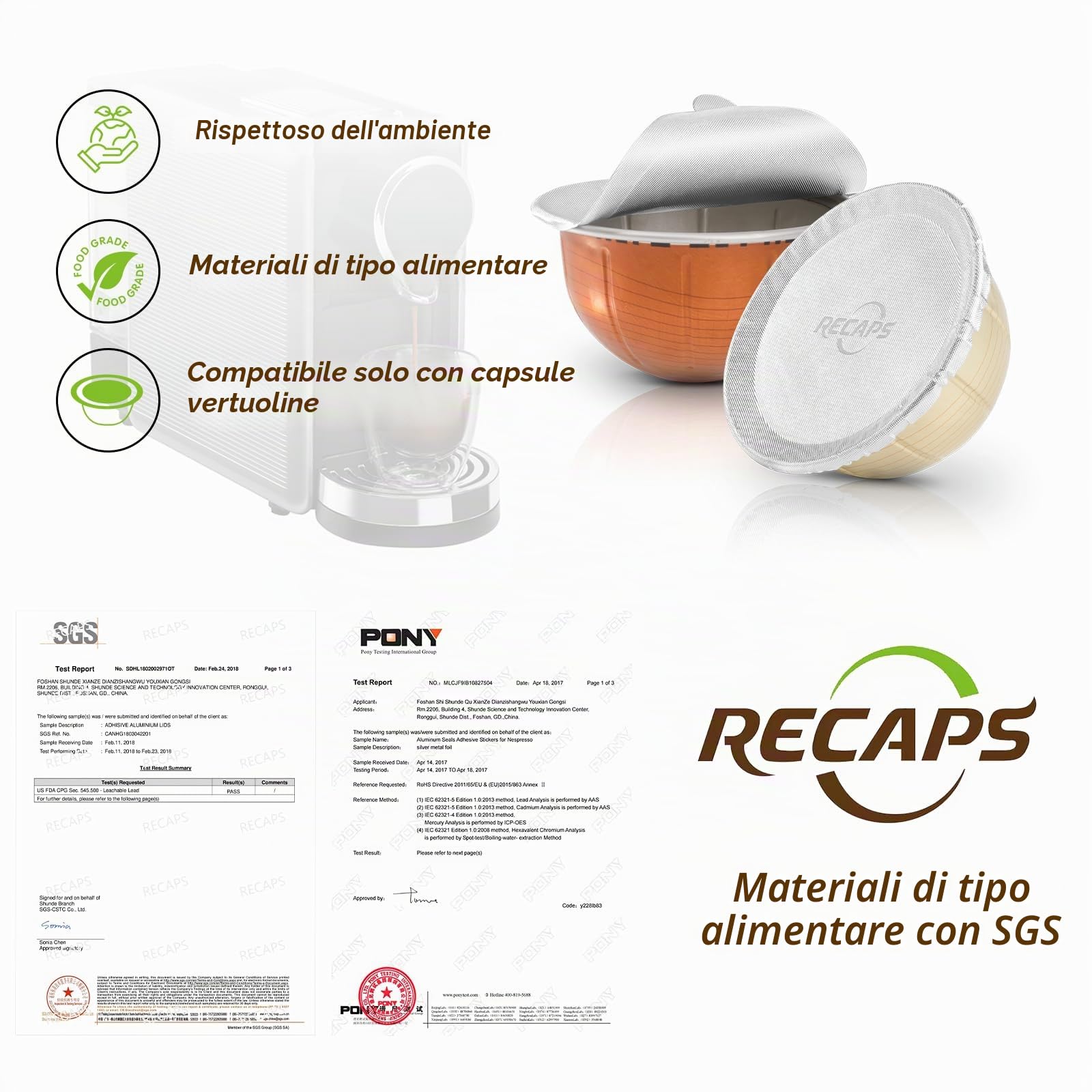 Coperchi Foli in alluminio per capsule riutilizzabili, guarnizioni in lamina di caffè, coperchi per cialde di caffè Foli compatibili con cialde Nespresso Vertuo, 120 pezzi, 62 mm