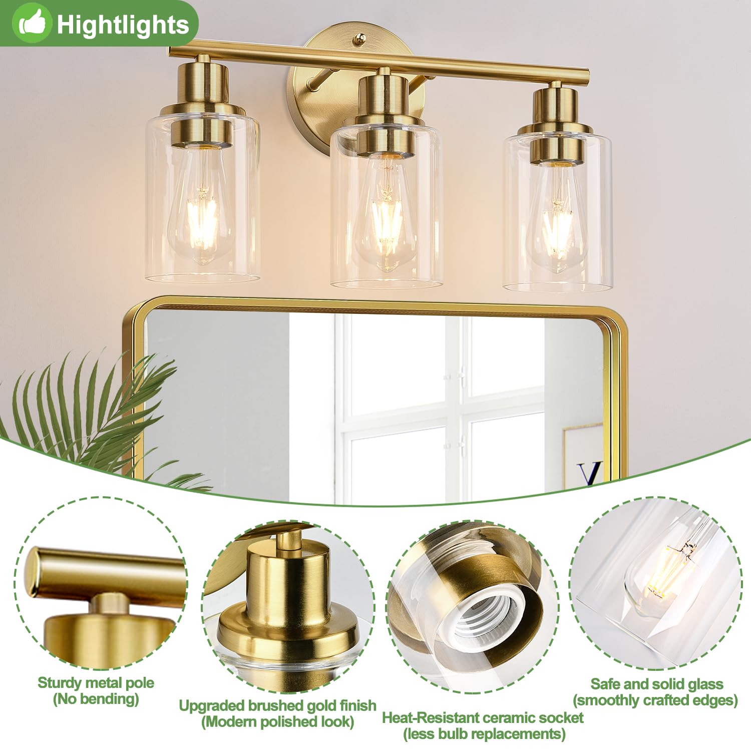 3pcs Applique Murales Industrielle,Or Lampe Murale En Métal Luminaires Applique Intérieure Éclairage Mural Sans Ampoule Pour Salon,Chambre à Coucher,Salle De Bains