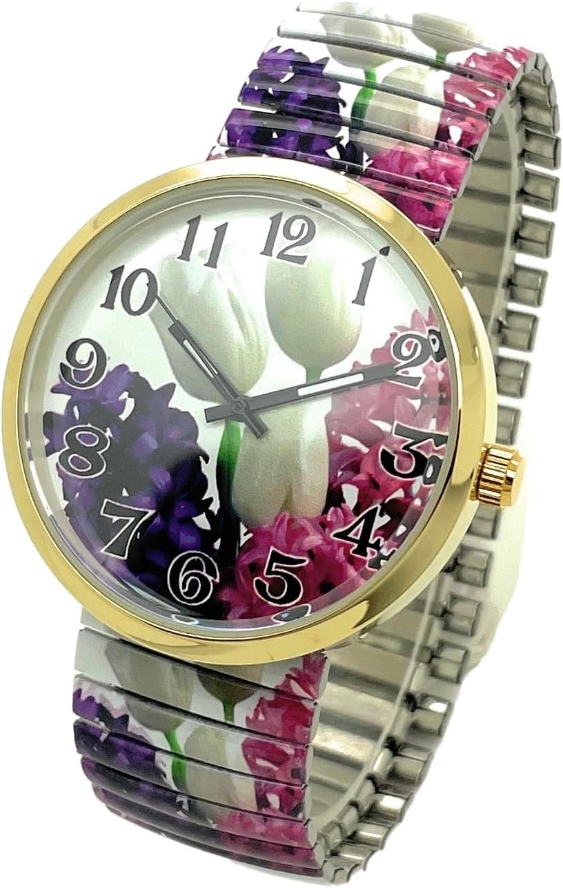 VERSALES Ladies Novelty Floral Flower Elegant Stretch Elastic Band Analog Quartz Fashion Watch Varsales image 2