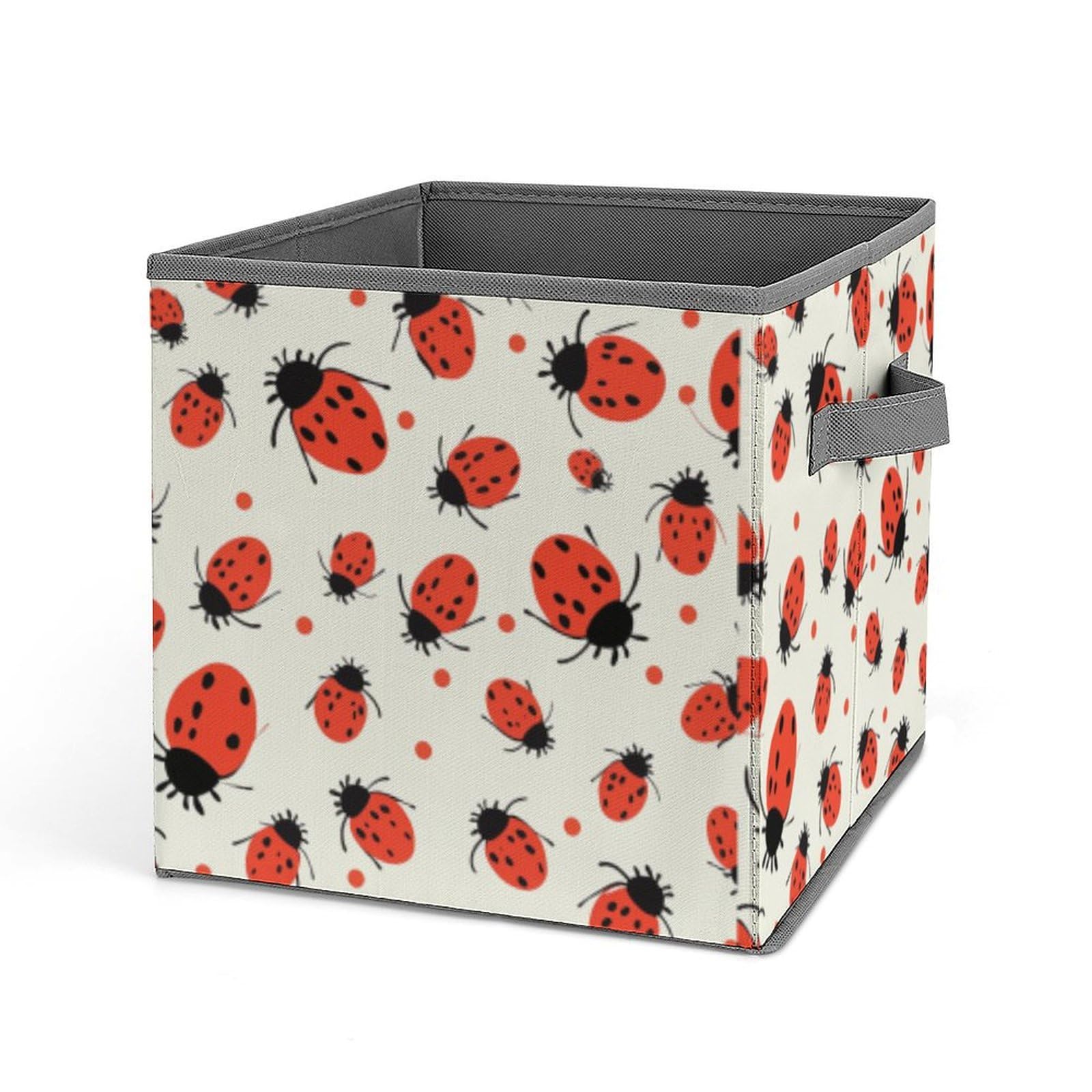 JTREHY Ladybugs Pattern Infinite Speckled Printed Foldable Storage Box, 10.6 Inches Fabric Storage Box for Wardrobe, Bedroom, Utility Room