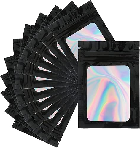 joycraft 100 bolsas de tereftalato de polietileno, bolsas de embalaje holográficas, bolsas resellables a prueba de olores, bolsa de joyería para