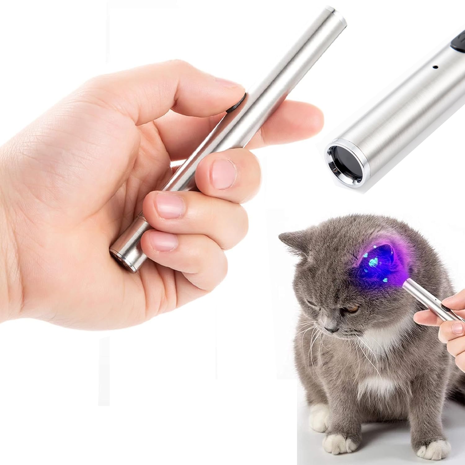 Tragbare Holzlampe, Ringwurmdetektor für Katzen, professionelles Set zur Pilzerkennung bei Haustieren mit tragbarer Schnalle und magnetischer Rückabdeckung für die Mooserkennung bei Katzen und Hunden