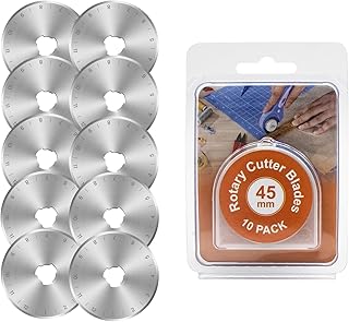 45mm Rotary Cutter Blades 10 Pack Rotary Blades Sharp and Durable Replacement Blades for Quilting, Scrapbooking, Sewing, and Arts Crafts, Fits Olfa, Fiskars