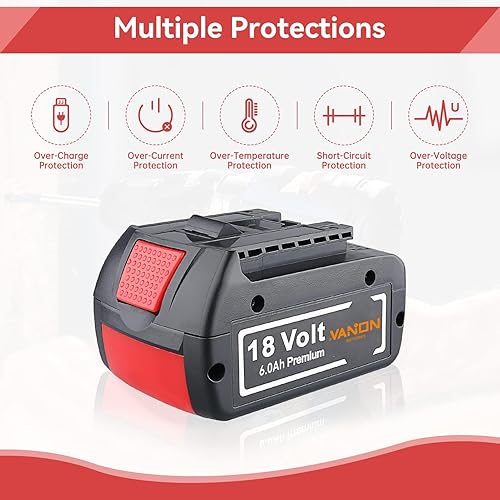 Miniatura 5 de VANON Paquete de 2 baterías de iones de litio BAT609 6000mAh de repuesto para batería Bosch de 18 V BAT618 BAT609 BAT622 BAT609G BAT618G BAT619