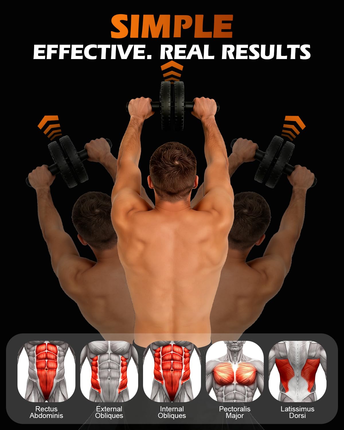 Rueda de abdominales mejorada, equipo de entrenamiento de núcleo abdominal para gimnasio en casa con rodillera, herramienta de entrenamiento de fuerza de cuerpo completo para hombres y