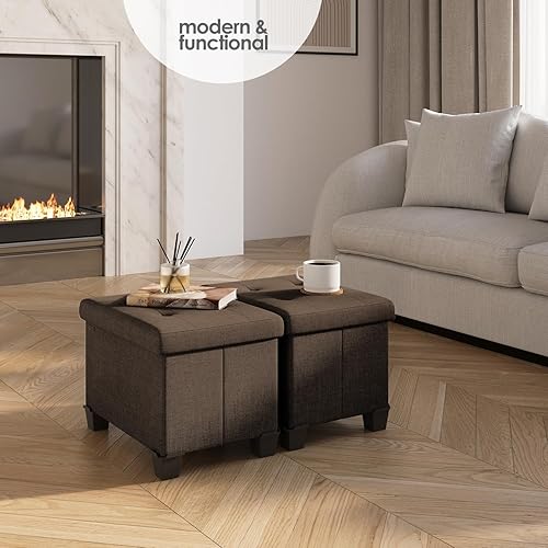 Miniatura 380 de Otomana plegable para dormitorio o sala de estar, con contenedores de almacenamiento, reposapiés para el extremo de la cama, soporta hasta 660 lb,