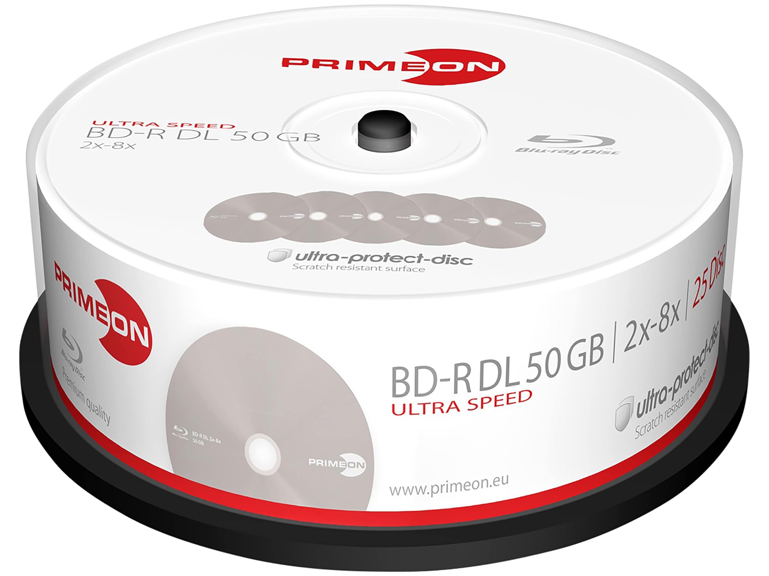 Primeon BD-R DL 50GB 2-8X, Ultra Speed, Bobina (25 Discos)