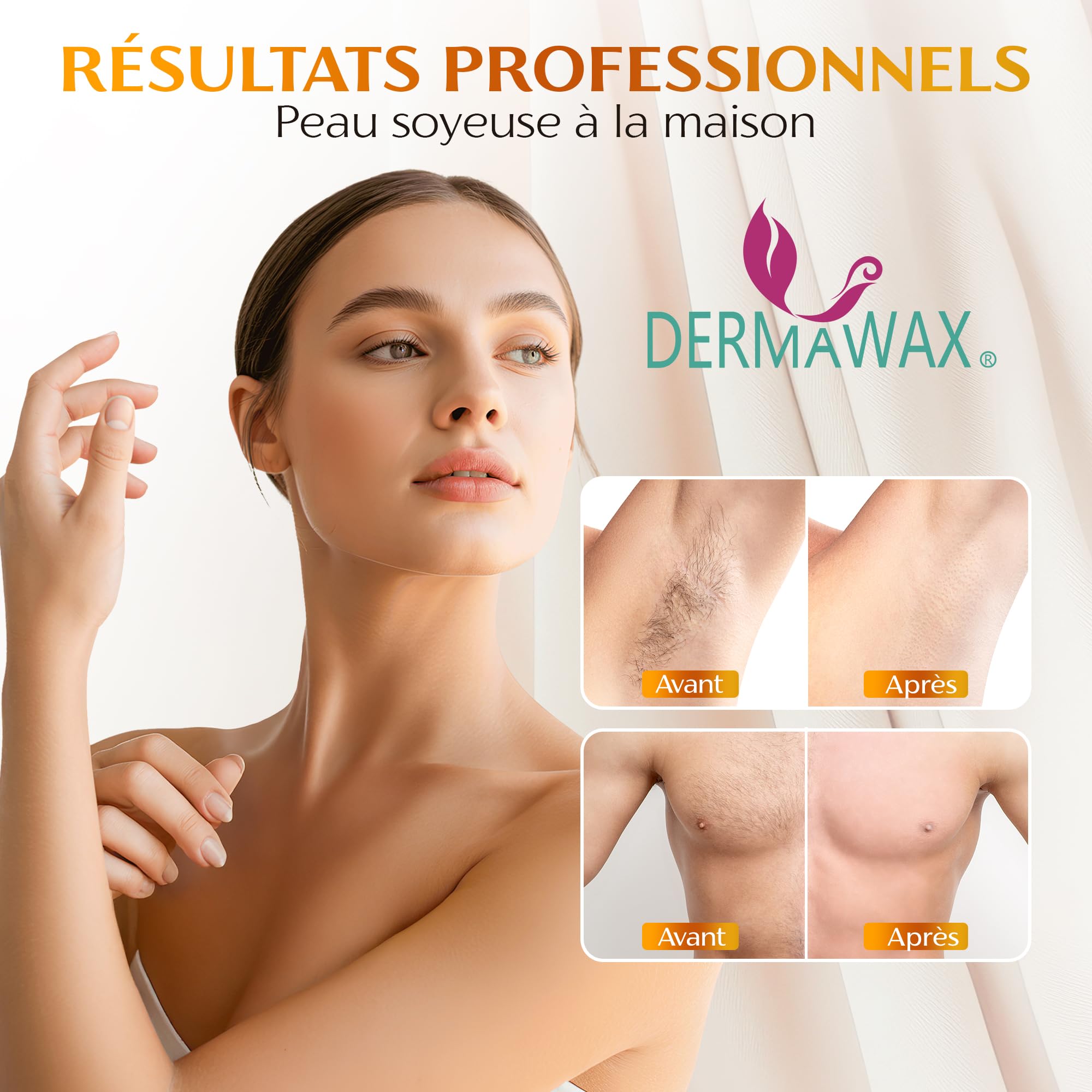 DERMAWAX Perles de Cire au Miel 1 kg - Cire Pelable, Épilation Sans Bande | Cire chaude professionnelle au miel et à la cire d’abeille, sans parfum ajouté - visage, corps et maillot, sans bandes