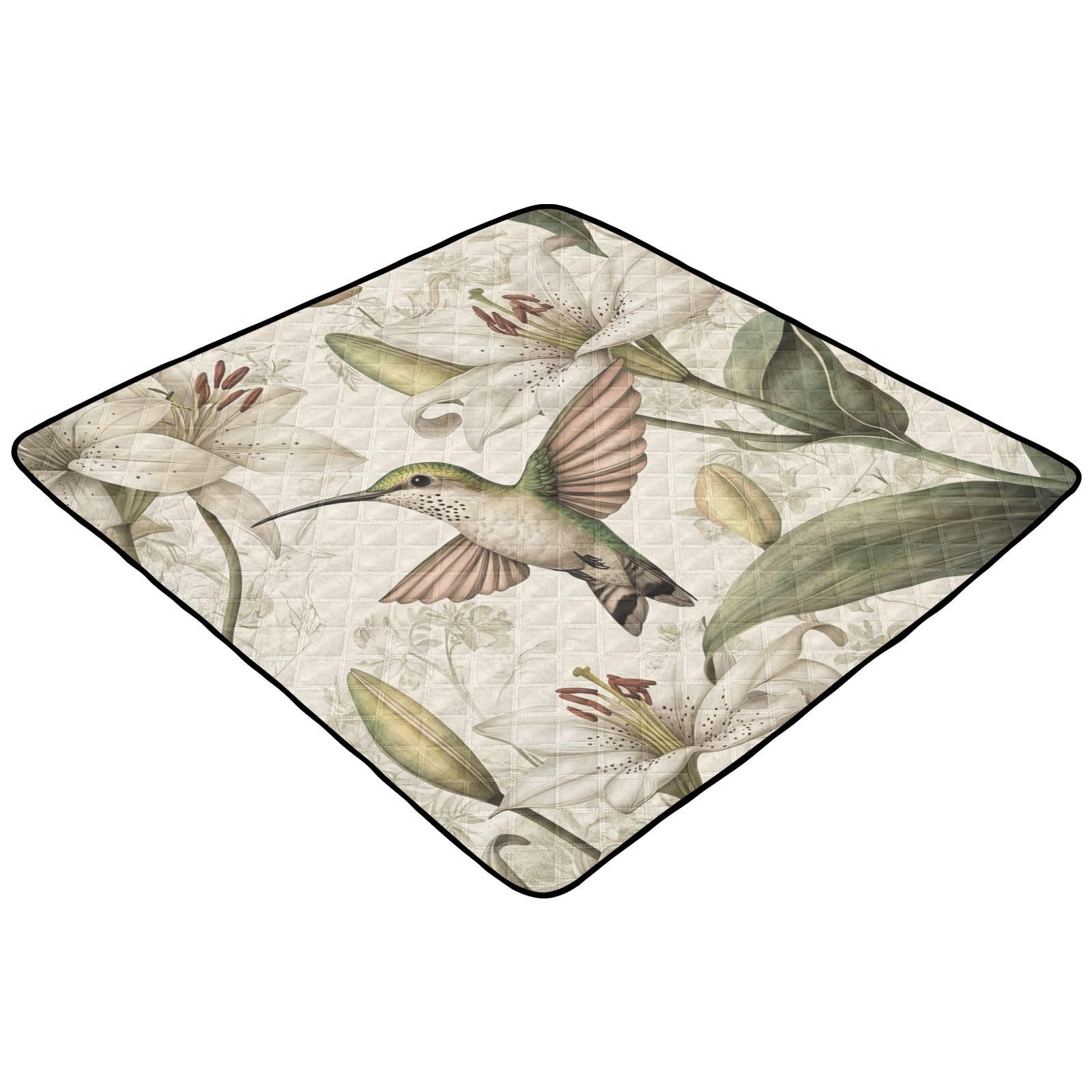Kigai Hummingbird Flowers Baby Play Mat for Floor and Playpen 50x50 inch Non-Slip Baby Activity Playmat Waterproof Foldable Crawling Mat for Infants Toddlers