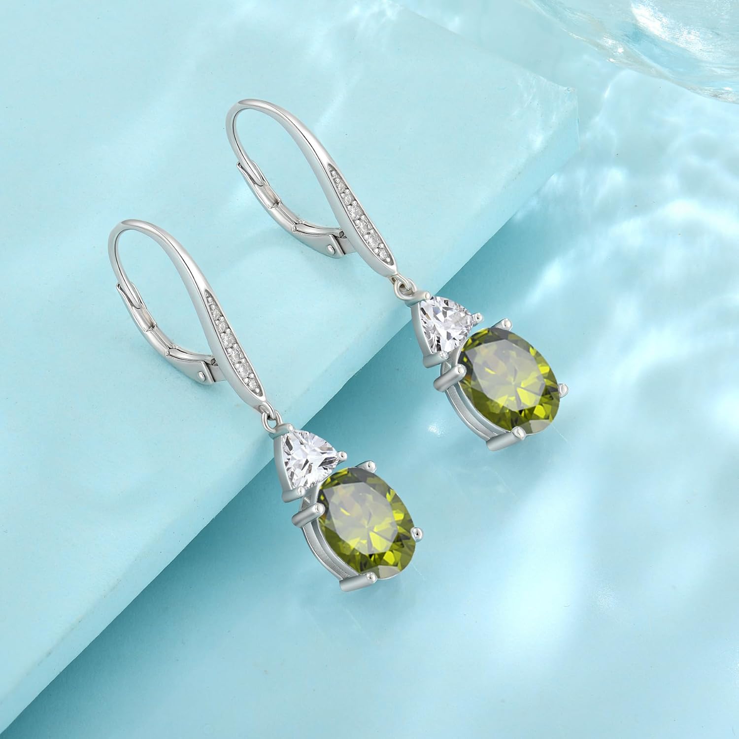 Oval Dangle Drop Earrings for Women 925 Sterling Silver Leverback Earrings Birthstone Jewelry Gifts for Her - Image 5