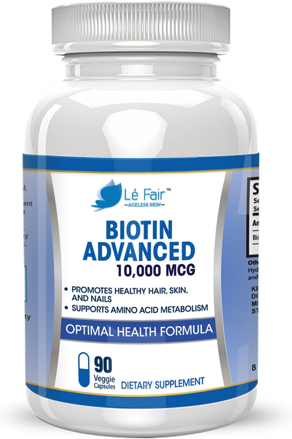 Biotin Vegan Veggie Capsule Supplement - High-Potency Biotin 10,000mcg Capsule - Supports Hair Growth, Complexion, Acne, Strong Nails, Toenails, and Eyelashes - 90-Day Pills Supply, Made in USA