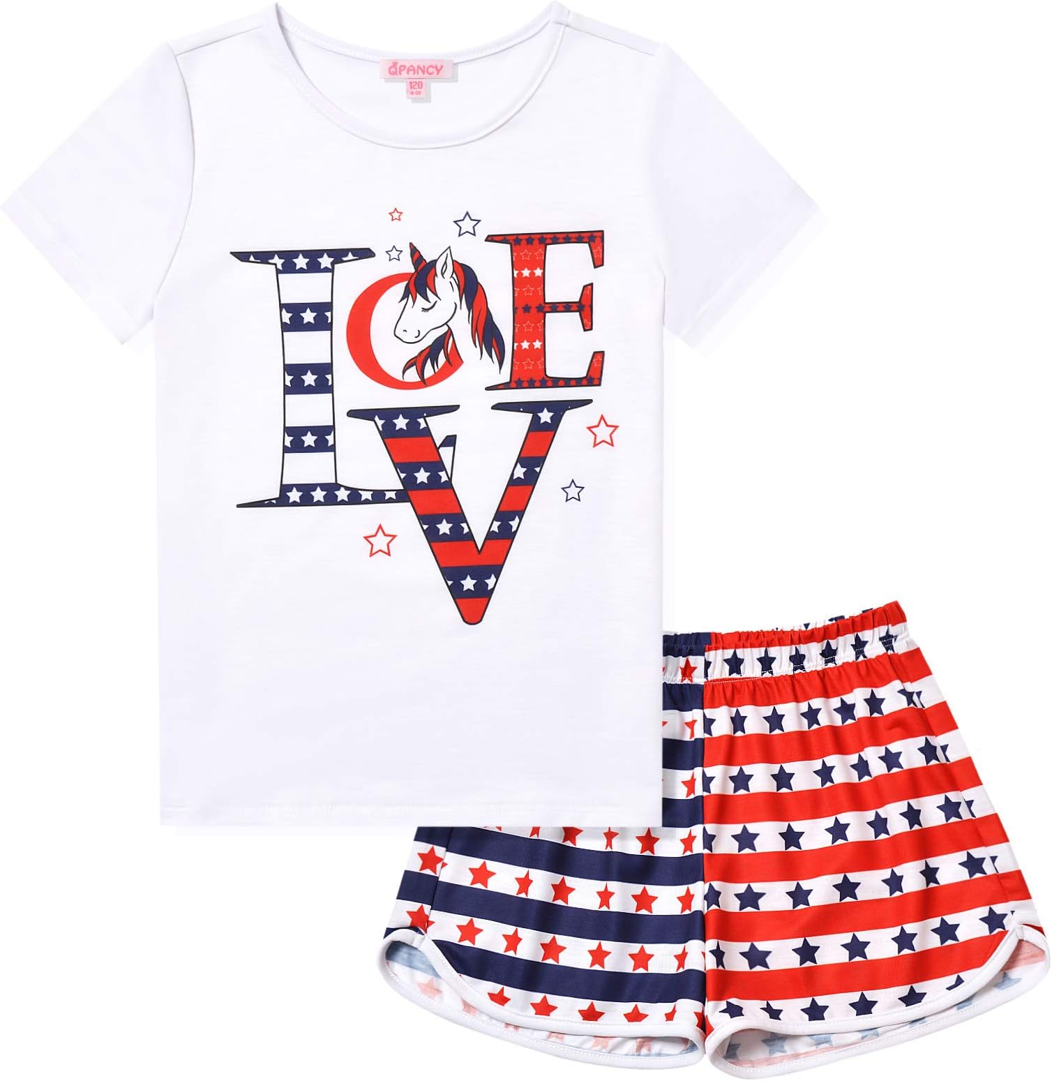 QPANCY Summer Pajamas for Girls Pjs Sets Short Sleeve Summer Sleep Night Shirt Clothes