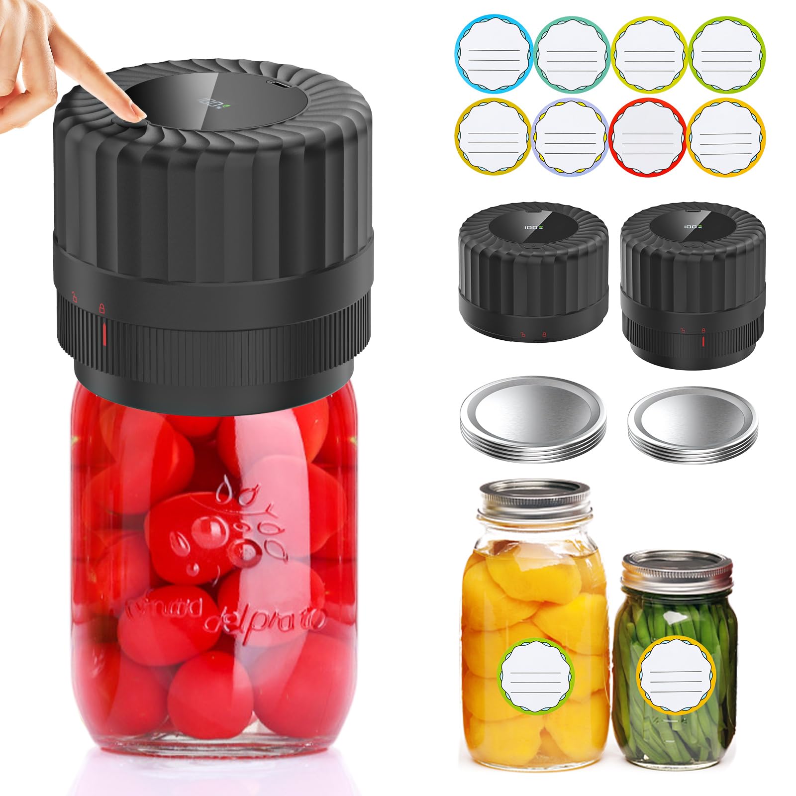 Mason Jar Kit de scellage sous vide sans fil pour bocal Mason à large