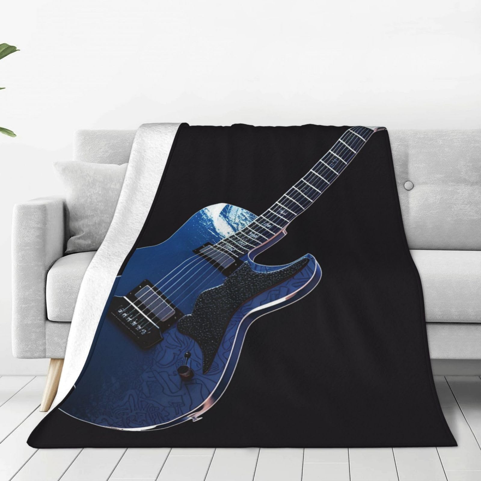 Couverture chaude en micro polaire durable motif guitare finitions premium