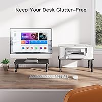Vista 8 de HUANUO Monitor Stand for Desk, Computer Monitor Stand Height Adjustable, Monitor Riser for 2 Monitors, Laptop Stand for Desk, 2 Pack, Black