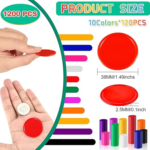 Miniatura 9 de Coopay 600 fichas de póquer de plástico para contadores de aprendizaje, discos de conteo de fichas de bingo, marcadores para práctica de matemáticas