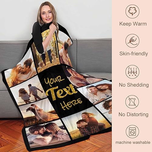 Miniatura 4 de YESCUSTOM Manta de fotos personalizada con collage con mis propias fotos, manta personalizada para él y ella, manta personalizada hecha en Estados