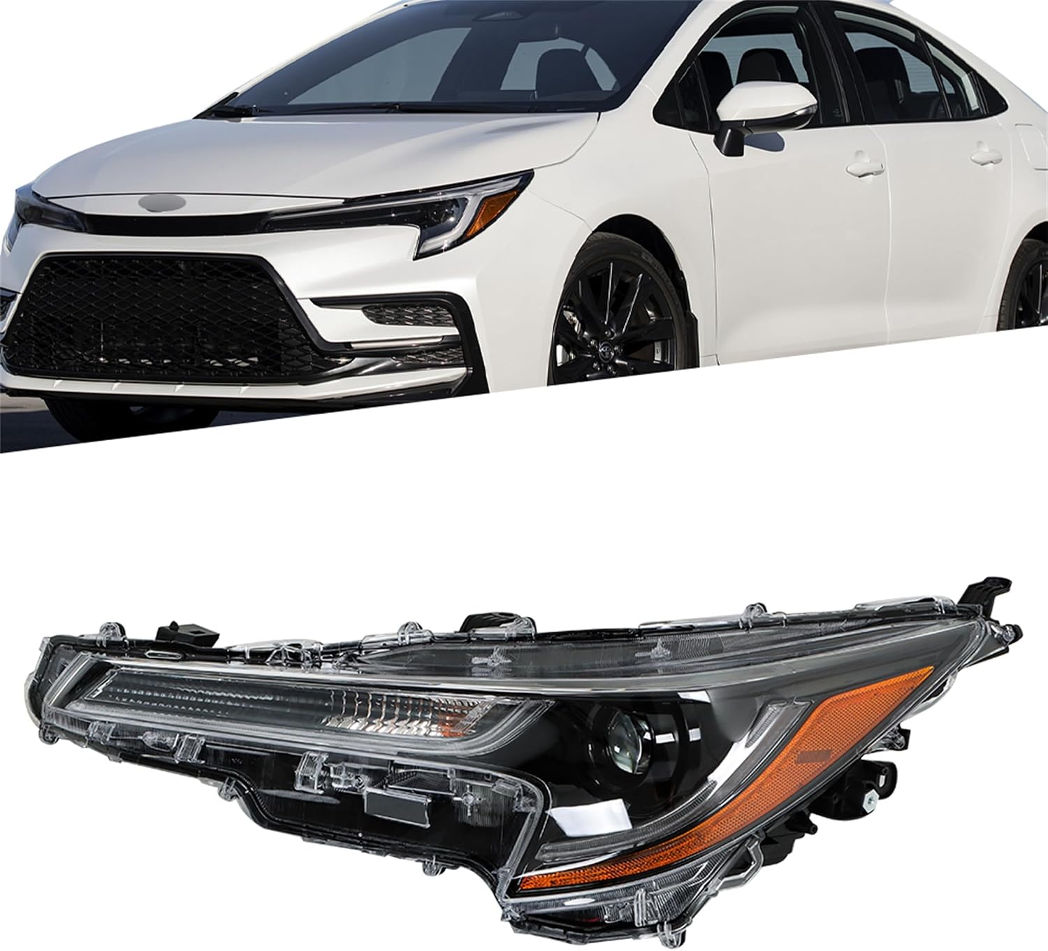 Driver Side Headlight Assembly Replacement for Corolla 2023 Left Side Headlight Replacement for 81150-02Q70