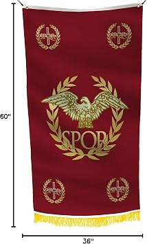 SPQR Western History Ancient Roman 3x5 Feet Banner - Empire Senate People European Democracy History Wars Flag, Vibrant and Vivid Color, Double Stitched Edges Brass Grommets Banner