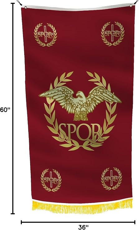 SPQR Western History Ancient Roman 3x5 Feet Banner - Empire Senate People European Democracy History Wars Flag, Vibrant and Vivid Color, Double Stitched Edges Brass Grommets Banner