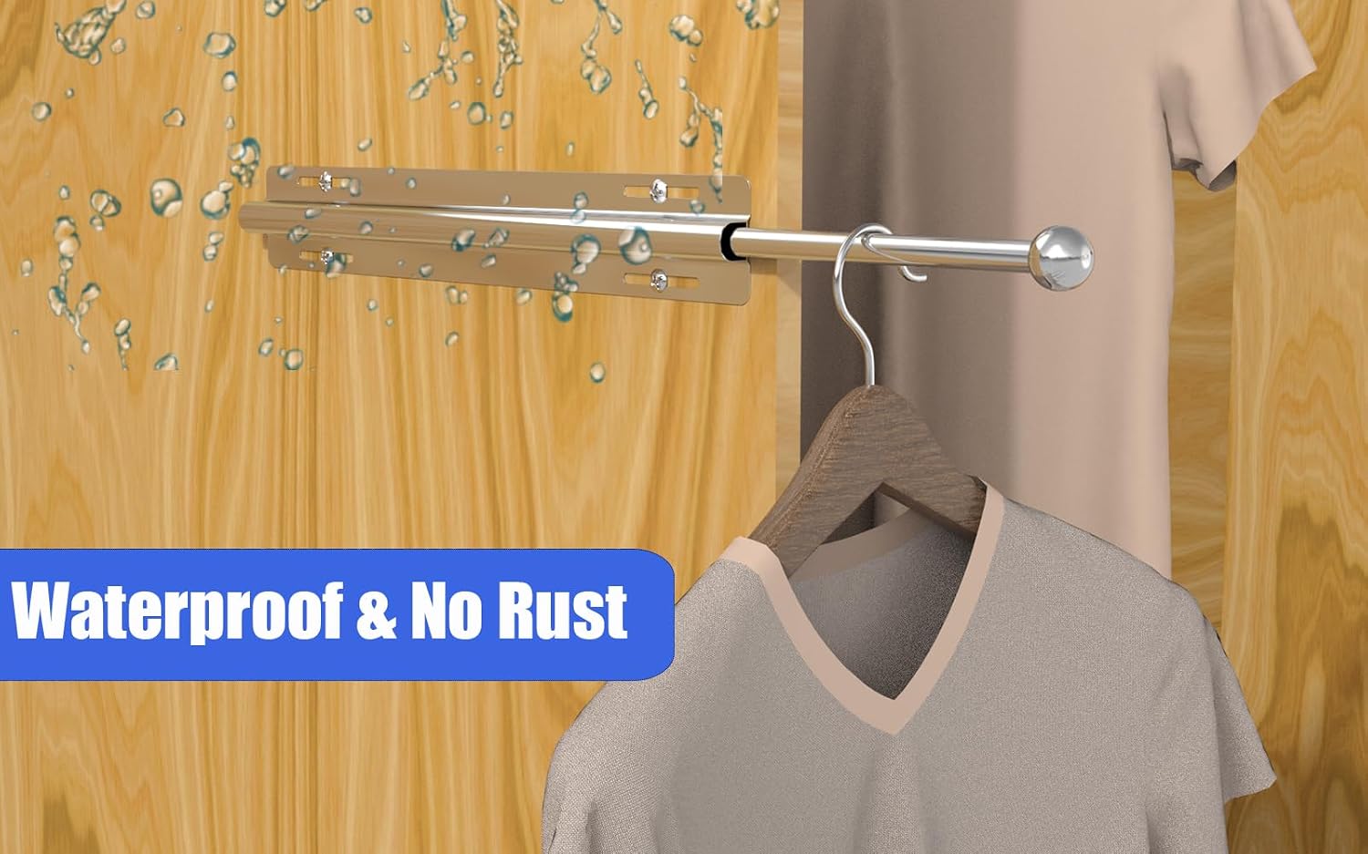 12 Inch Valet Rod for Closet Pull Out | Silver, Stainless Steel, Adjustable Telescopic Length, Closet Valet Rod Slide Out Perfect for Suits, Freshly Pressed Clothes