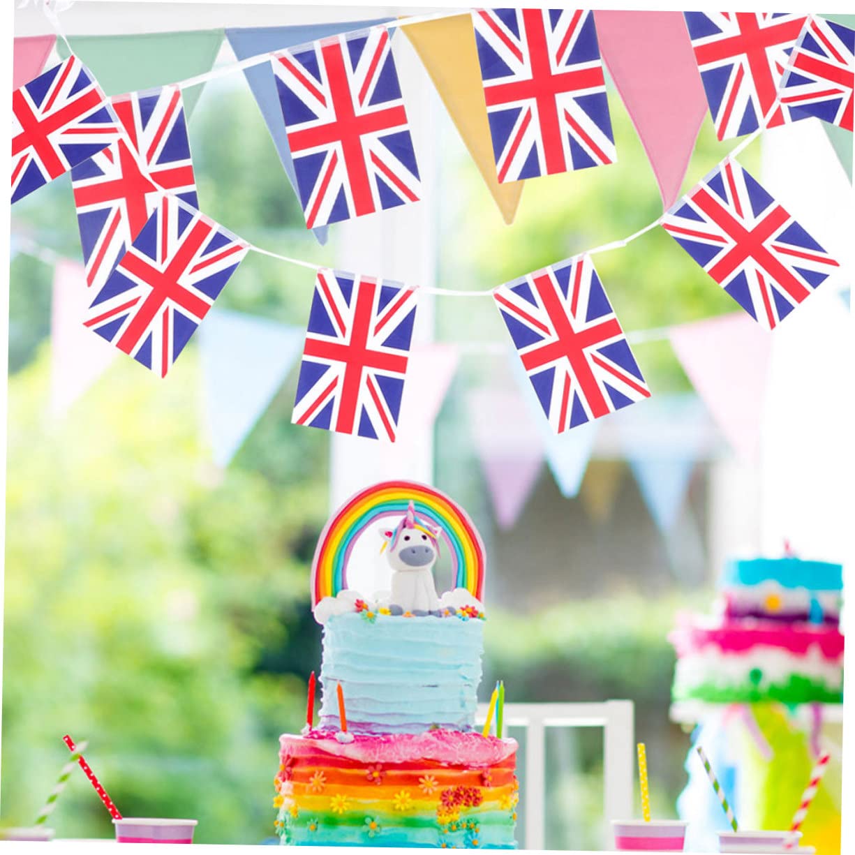 Happyyami 4pezzi Bandierine Giardino Reutilizzabili Bandiere Britanniche Per Feste Decorazioni Patriottiche e All Aperto Metri Da Bandiere Rectangolari