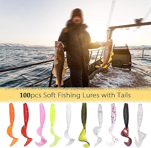 Miniatura 7 de LIXADA 100pcs 4cm Soft Artificial Fishing Lures Swimbait Tail Grub Lures Worm Moggot Grub Lures Baits