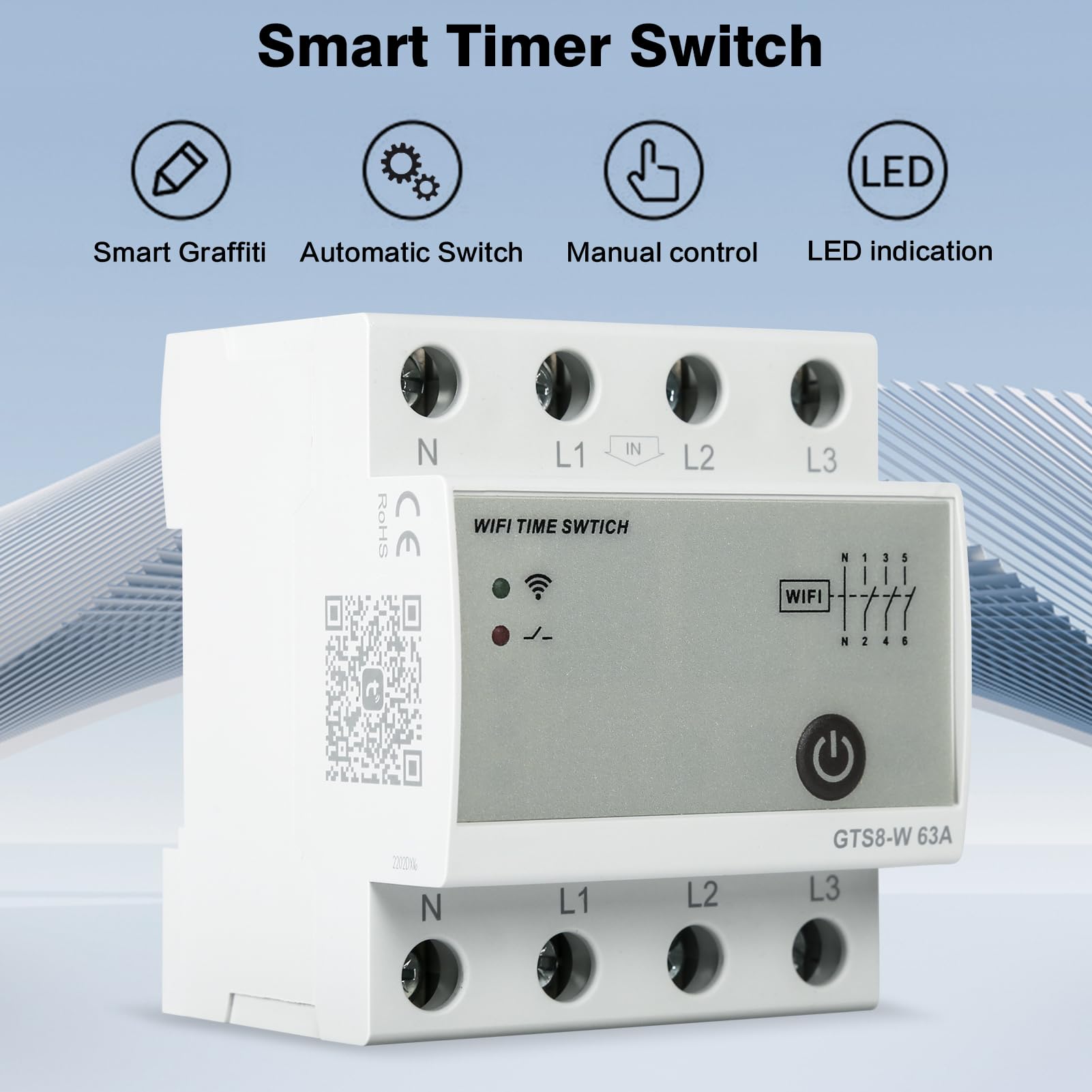 Interruttore wifi Interruttore smart Interruttori Tuya controllato timer intelligente 220V relè wifi dispositivi Smart Life GTS8 W (4P 63A top feed)