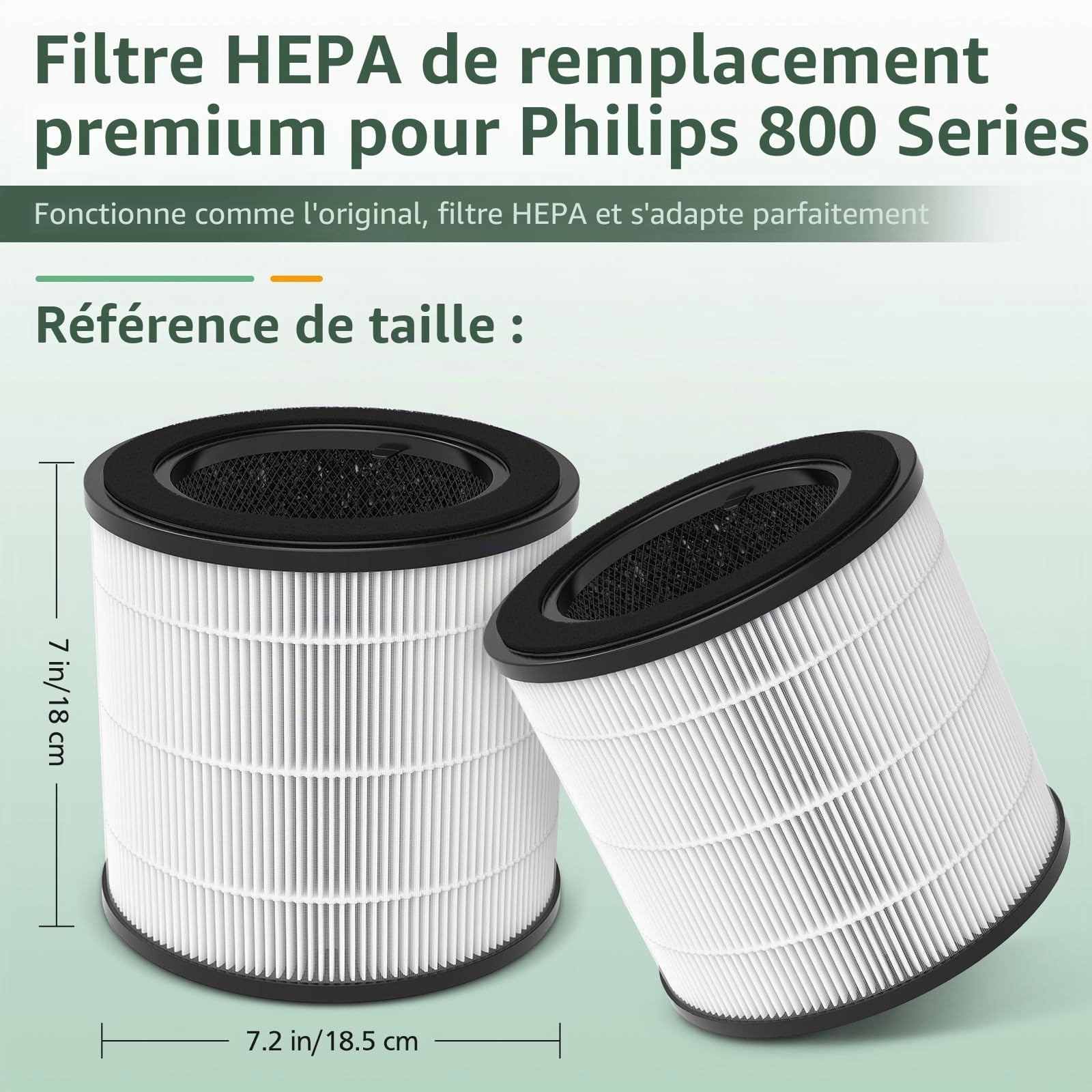 2 filtres de rechange compatibles avec Philips 800 Series - AC0830/10 AC0820/30 AC0820/10 AC0819/10, HEPA 3 en 1 H13 et charbon actif