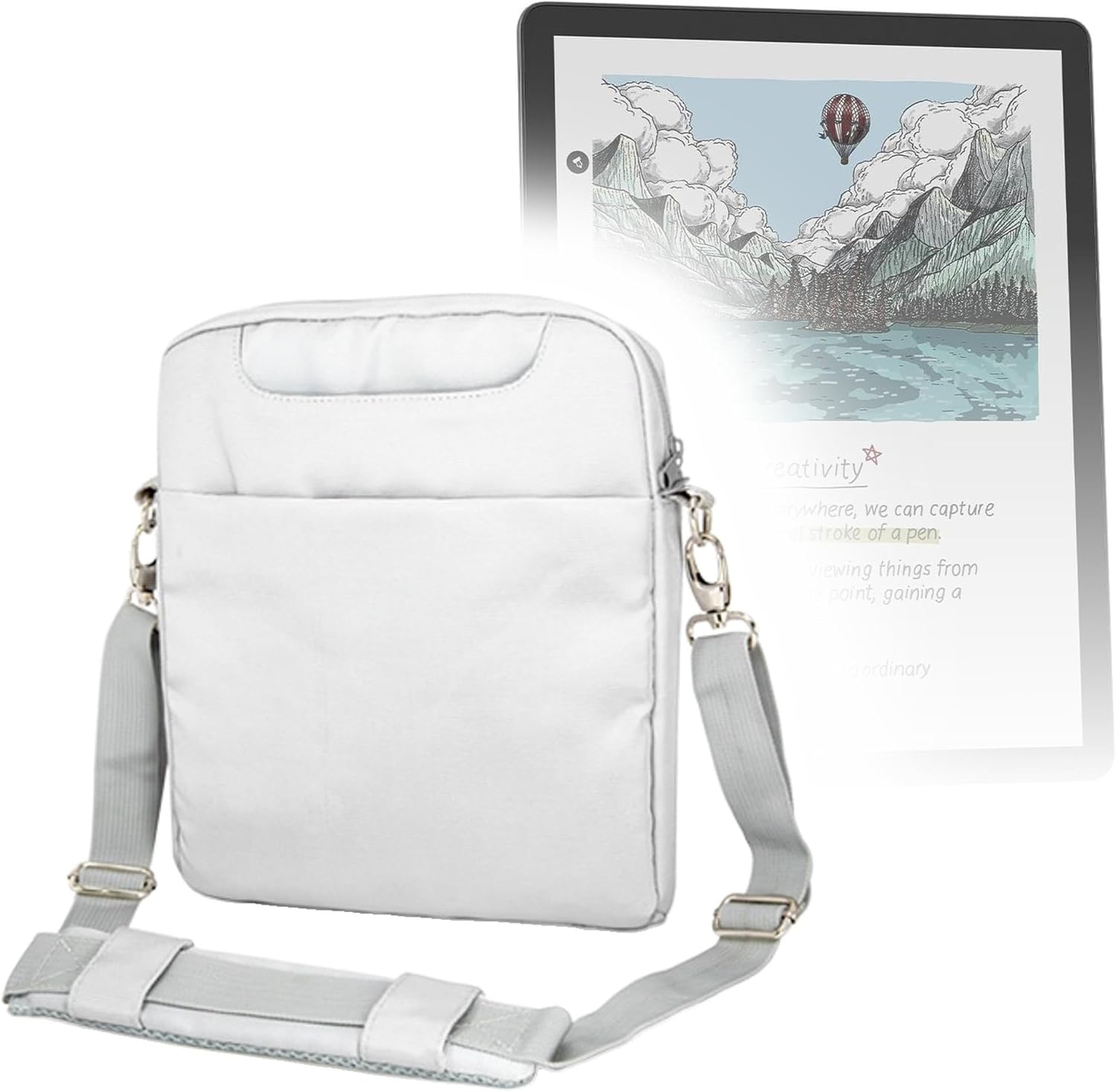 BoxWave Case Compatible with Amazon Kindle Scribe Colorsoft 2nd Gen (11 in) - Encompass Urban Bag, Over Shoulder Messenger Straps Handle Bag Pockets - Cool Grey