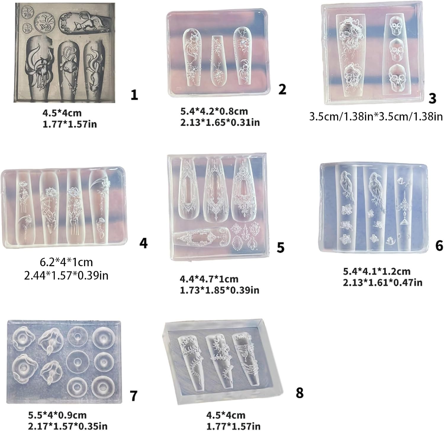 Easy Embossed Nails Art Silicone Mold Flexible Manicure Charm for Decorations Accessories